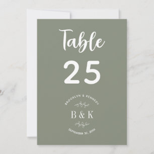 Sage Green Floral Botanical Wedding Tischnummer