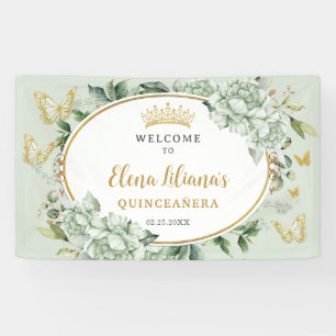 Sage Green Floral Butterfliegen Quinceañera Willko Banner