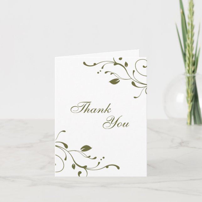 Sage Green Floral Decal Vielen Dank Note Card Dankeskarte (Vorderseite)