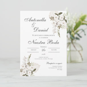 Sage Green Floral Einladung zur Hochzeit in Spanis