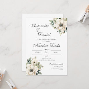 Sage Green Floral Einladung zur Hochzeit in Spanis