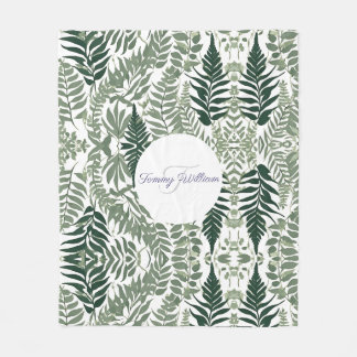 Sage Green Floral Elegant Fleecedecke