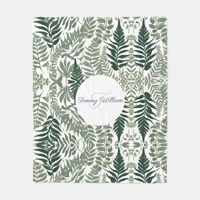 Sage Green Floral Elegant Fleecedecke (Vorderseite)