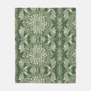 Sage Green Floral Elegant Fleecedecke