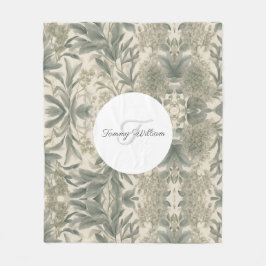 Sage Green Floral Elegant Fleecedecke