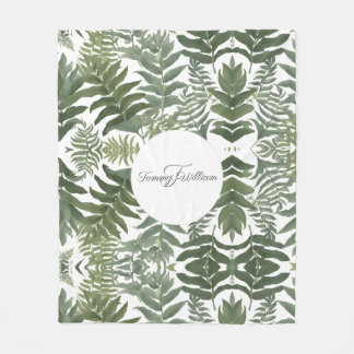 Sage Green Floral Elegant Fleecedecke