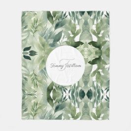 Sage Green Floral Elegant Fleecedecke