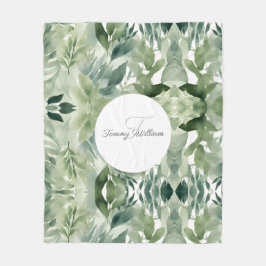 Sage Green Floral Elegant Fleecedecke