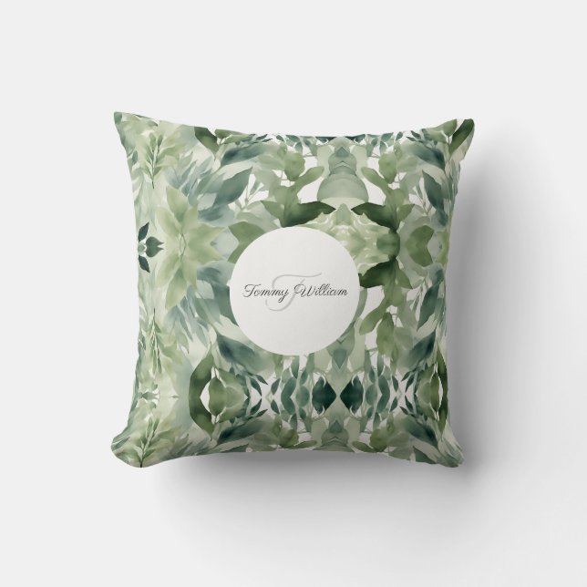 Sage Green Floral Elegant Kissen (Vorderseite)