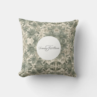Sage Green Floral Elegant Kissen