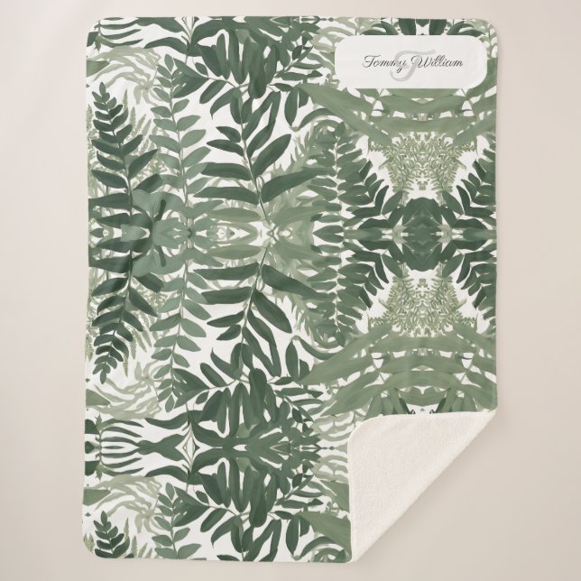 Sage Green Floral Elegant Sherpadecke (Vorderseite)