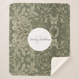 Sage Green Floral Elegant Sherpadecke