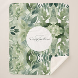 Sage Green Floral Elegant Sherpadecke