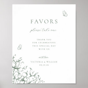 Sage Green Floral Gastgeschenk Hochzeit Sign Poster