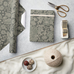 Sage Green Floral Geschenkpapier