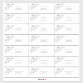 Sage Green Floral Line Art Guest Adresse Aufkleber