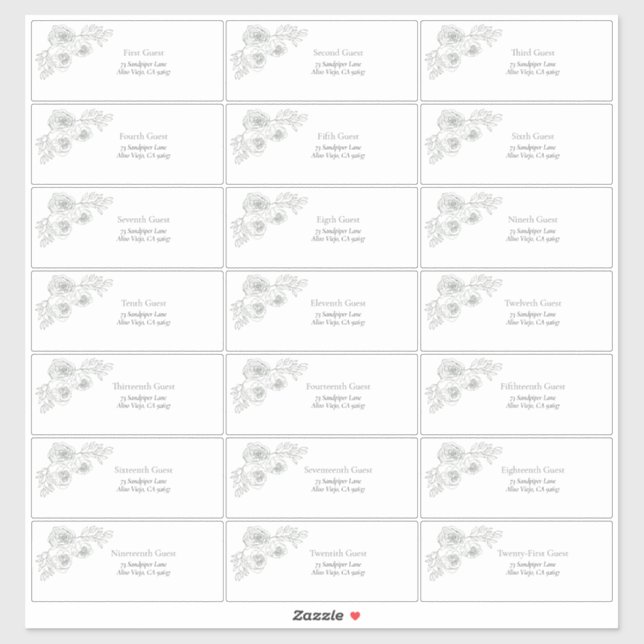 Sage Green Floral Line Art Guest Adresse Aufkleber (Blatt)
