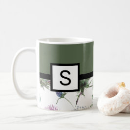 Sage Green Floral Monogram Kaffeetasse