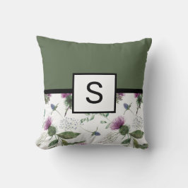 Sage Green Floral Monogram Kissen