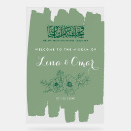 Sage Green Floral Nikkah Acrylic Sign Acrylschild