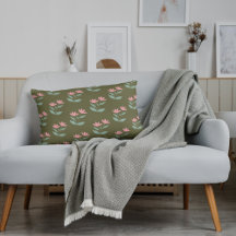 Sage Green Floral Pink Wurfkissen