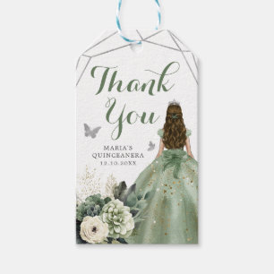 Sage Green Floral Prinzessin Quinceañera Vielen Da Geschenkanhänger