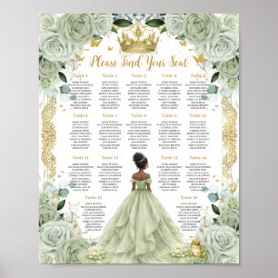 Sage Green Floral Prinzessin und Frosch Sitzordnun Poster