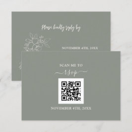 Sage Green Floral QR Code Fügen Sie Ihre URL Hochz RSVP Karte