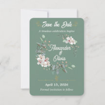 Sage Green Floral Save The Date Editable