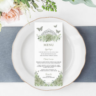 Sage Green Floral Silver Quinceanera Geburtstagska Programm