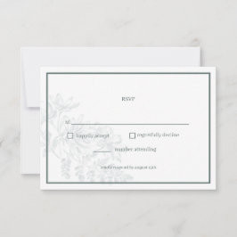 Sage Green Floral Simple Wedding RSVP Card Karte