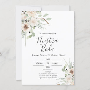 Sage Green Floral Spanish Wedding Einladung
