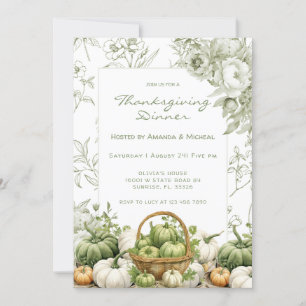 Sage Green Floral Vintag Fall Erntedank Party Einladung