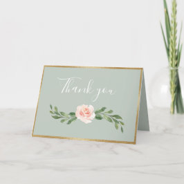 Sage Green Floral Watercolor Romantische Hochzeit Dankeskarte