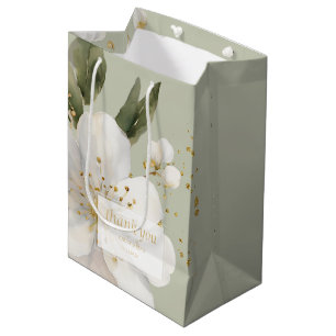 Sage Green Floral Watercolor Vielen Dank für Ihre  Mittlere Geschenktüte