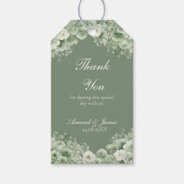 Sage Green Floral Watercolor Wedding Favor Tags Geschenkanhänger