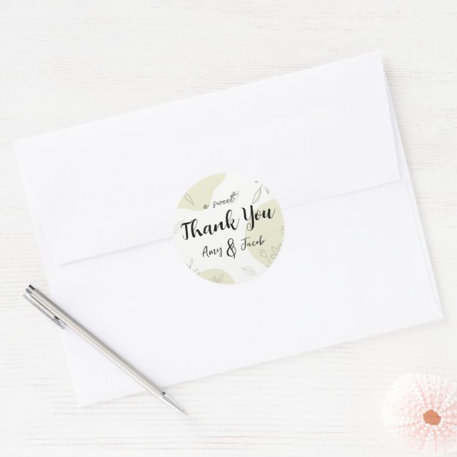 Sage Green Floral Wedding Danke Stickers (Umschlag)