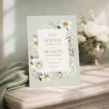 Sage Green Floral Wedding Invitation