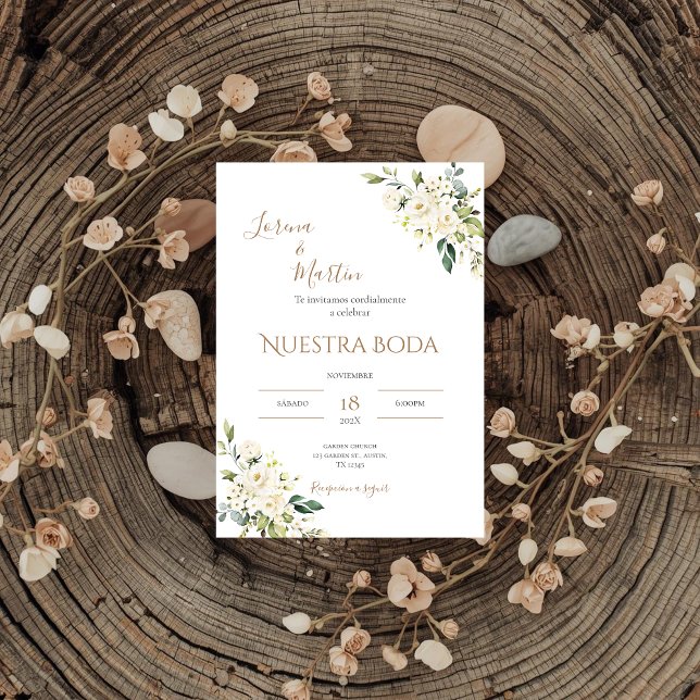 Sage Green Floral wedding invitation in Spanish Einladung (Von Creator hochgeladen)