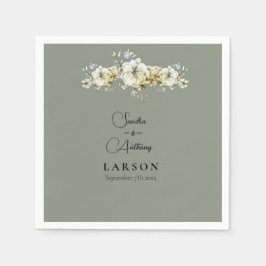 Sage Green Floral Wedding Napkins Serviette