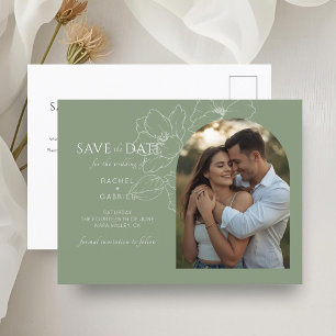 Sage Green Floral Wedding Save the Date Postcard Postkarte