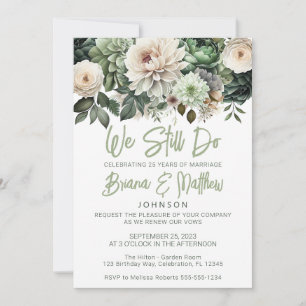 Sage Green Floral Wedding Vow Erneuerung Einladung