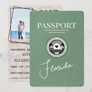 Sage Green Florida Reisepass Save The Date