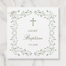 Sage Green Foliage Frame Baptism