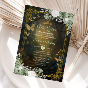 Sage Green Forest Princess Quinceañera Einladung
