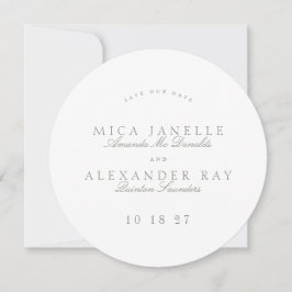 Sage Green Formal Classic Calligraphy Round Foto Save The Date