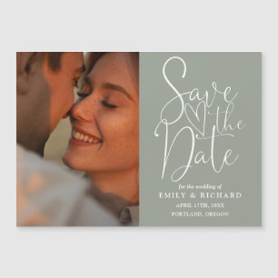 Sage Green Foto Elegante Hochzeit Save the Date Magneteinladung