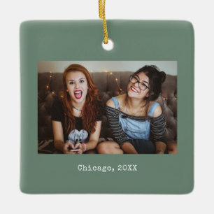 Sage Green Foto Keepake Weihnachten Keramikornament