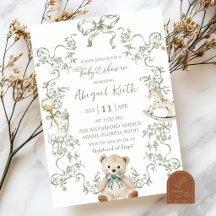 Sage Green Französische Toile Baby Shower Jungen E