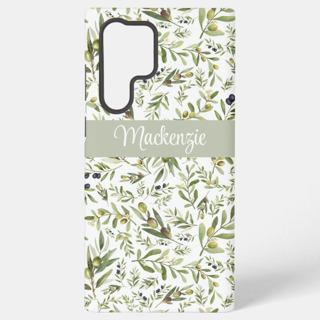 Sage Green French Country Chic Olive Name Monogram Samsung Galaxy Hülle (Rückseite)